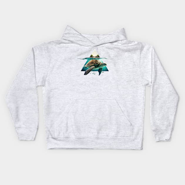 The Triangle Turtle with Ocean life Kids Hoodie by Imagine79